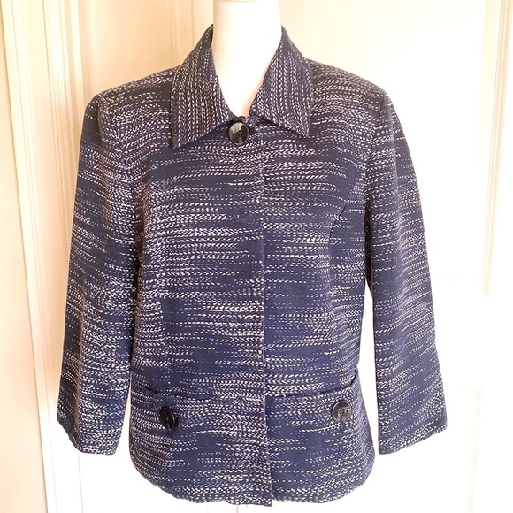 Jones New York Jackets & Blazers - Jones New York blazer suit jacket Womens 8 blue white office Career preppy